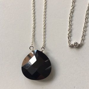 Stirling Silver Black Crystal Necklace